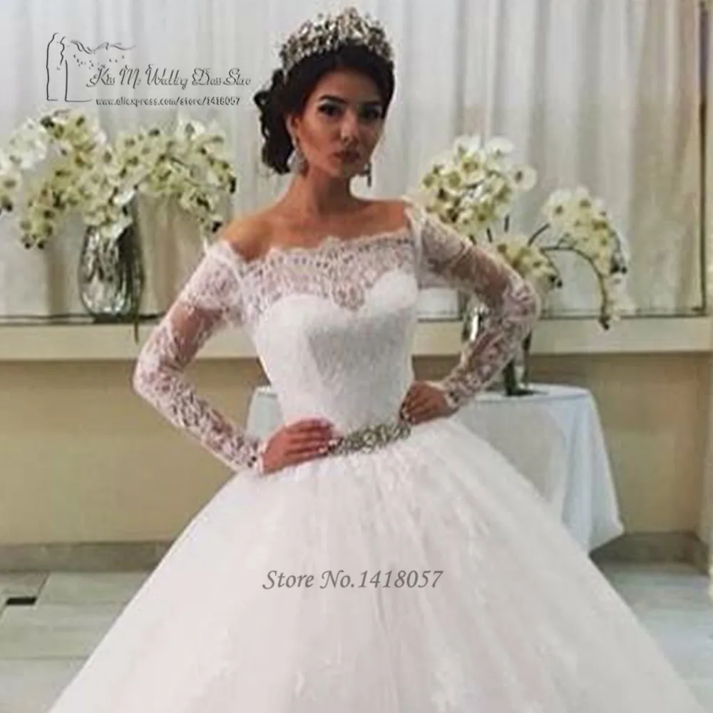 Superpromocion Vestido De Novia De Manga Larga Vestidos De Novia De Princesa Vestidos De Novia De Encaje 2017 Cristales May 2020