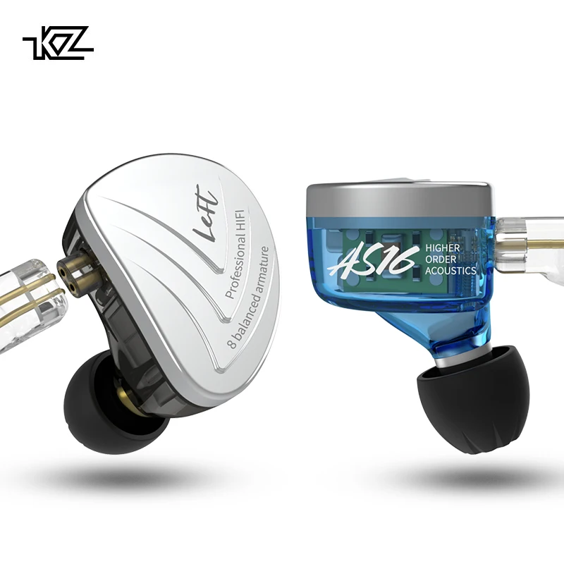 

KZ AS16 8BA Driver Unit In Ear Earphone 8 Balanced Armature HIFI Monitor Stage Sports Running Resolution IEM Detachable 2Pin