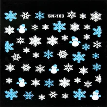 1PC New Xmas 3D Nail Art Stickers Decals Adhesive DIY Decoration Beauty Manicure Snowflake Snowman Design Aug 26