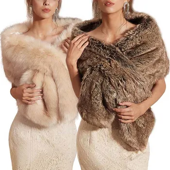 

Casual Women Bolero Shawls Warm Outerwear Winter Jacket Bride Wraps Cape Winter Wedding Fur Bridal Coat Accessories