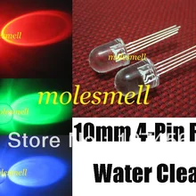 100 шт. x 10 мм 4 pin общий анод RGB LED прозрачный красный/зеленый/синий 10 мм светодиод