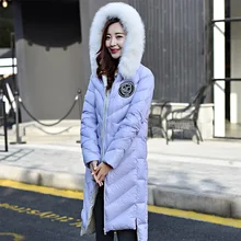 Brand New 2016 High Quality Large Real Fox Fur Collar Women Down Jacket Winter White Duck Down Coat Long Women Thick Parkas