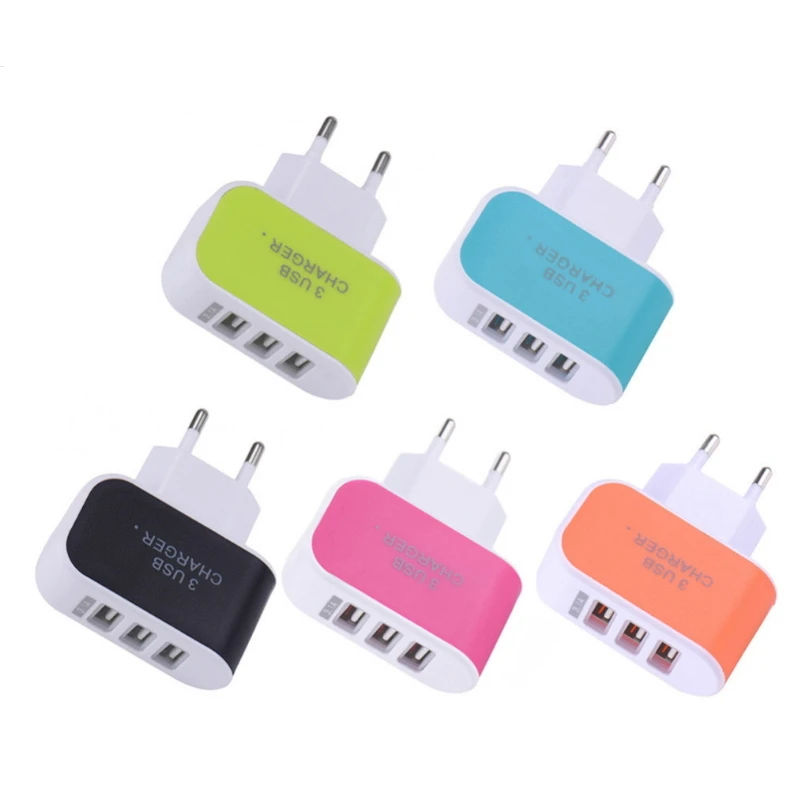 3USB شاحن 3 منافذ 5 فولت 2A لنا/الاتحاد الأوروبي التوصيل السفر الحائط الهاتف المحمول شاحن ل iphone X 8 7 سامسونج S8 S7 Xiaomi اللوحي LED محول