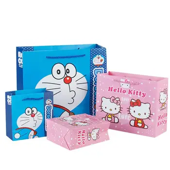 

10pcs/lot Cartoon high-end handbags Paper Bag Cake Biscuits Packing bag Event Party Supplies Paper Gift Box With Handles