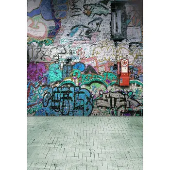 

Customized Street Bricks Pavement Sidewalk Colors Graffiti Wall Backgrounds Vinyl cloth High quality Computer print backdrops
