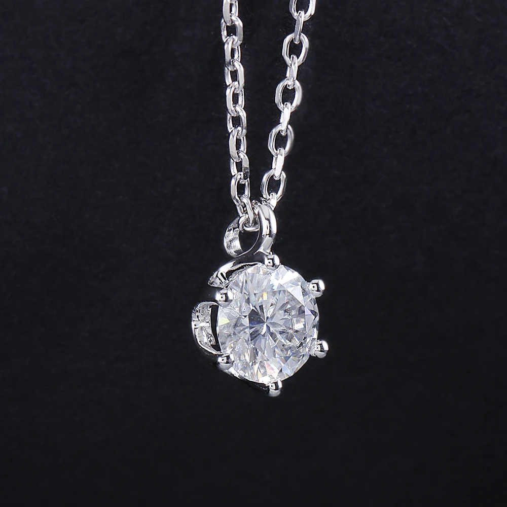 DovEggs Стерлинговое Серебро 925 пробы 1.2CT 7 мм цвет GH Moissanite Slide Solitaire ожерелье для женщин вечерние подарки