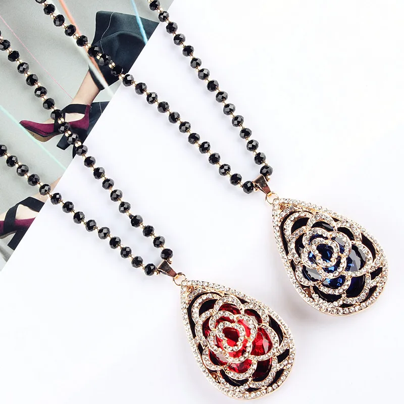 

Jewelry & Accessories Fashion Jewelry Necklace, Long sweater chain, crystal drop pendant necklace