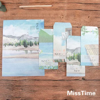 

9pcs/Set 3 envelopes + 6 writting paper Creative Traveller Station Series Envelope For Gift Korean Stationery