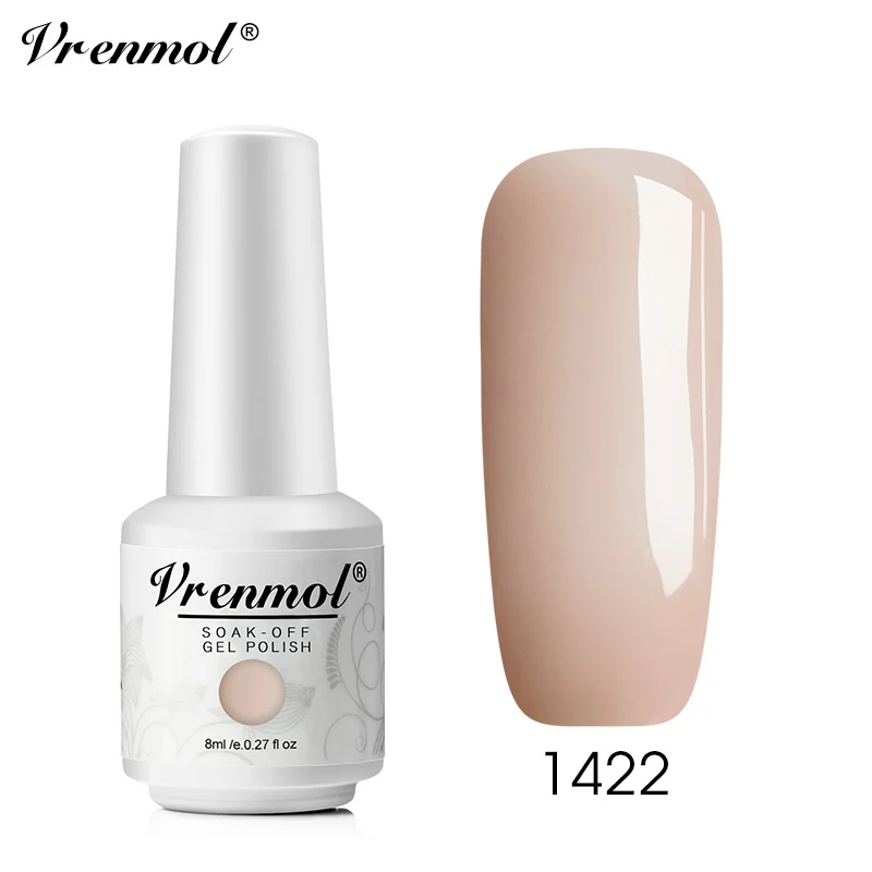 Vrenmol, 8 мл, французский цвет телесного цвета, лак для ногтей, советы для дизайна ногтей, УФ Гель-лак, гибридный маникюрный клей для ногтей, нужен верхний базовый слой, грунтовка - Цвет: 1422