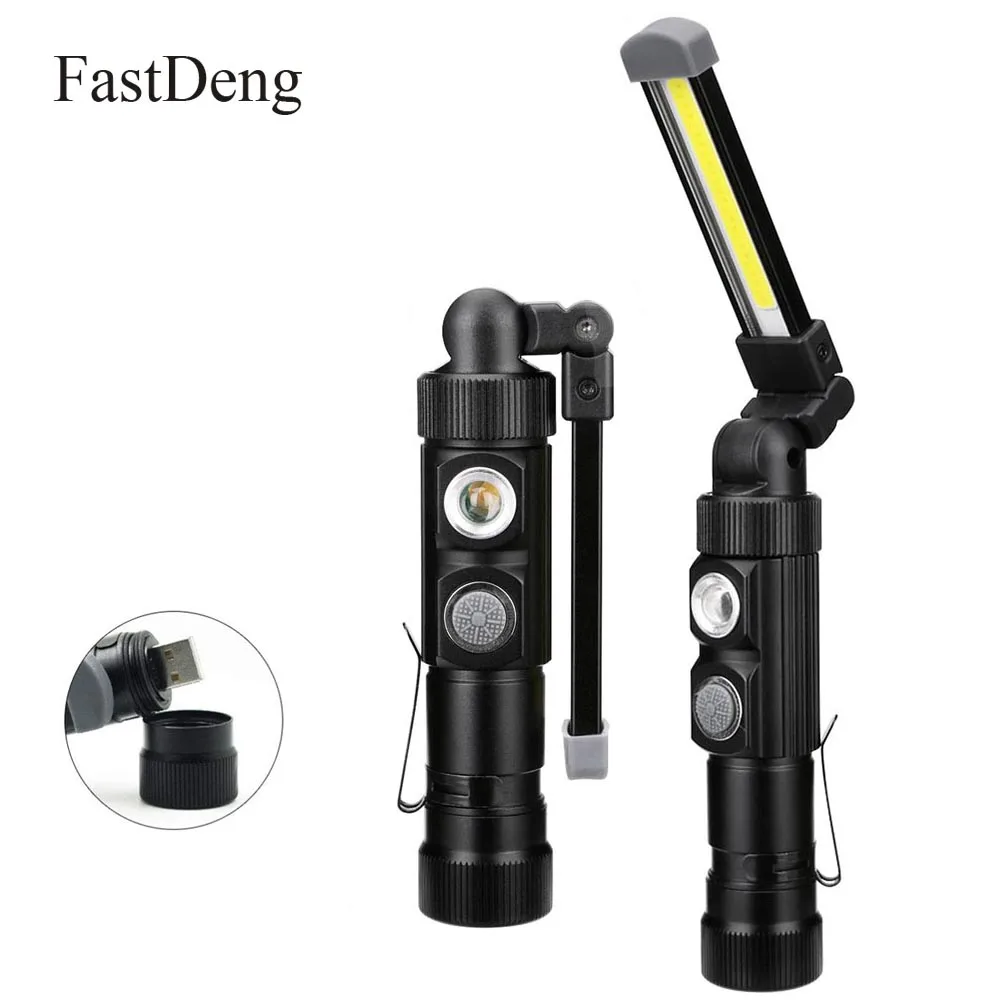 

Magnetic LED Flashlight USB Rechargeable COB Work Light Portable 5 Modes Torch Lanterna Outdoor Camping Hanging Hook Lamp