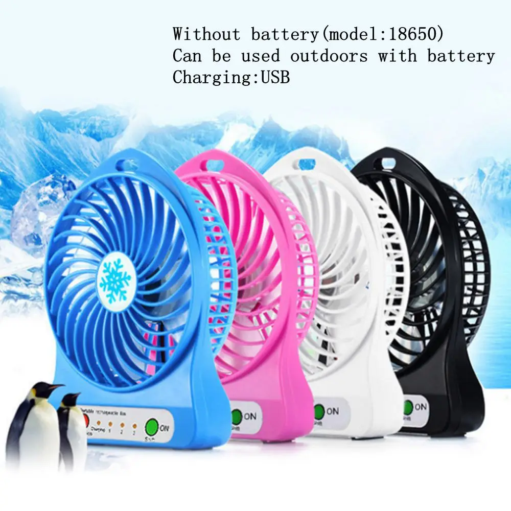 

1PCs Portable Mini Desk Fan USB Rechargeable Fan With LED Light Handheld 3 Speed Wind Adjustable Fan For Home Office Travel