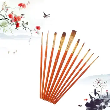 

10Pcs Artist Paint Brush Set Nylon Hair Watercolor Acrylic Oil Painting Drawing Supplies