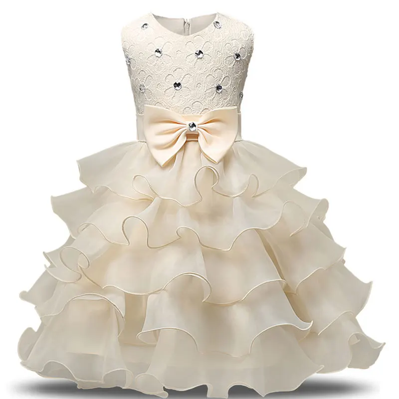 

New fashion Girls bow layered Dress High quality Party Princess Dress Children kids clothes layered dress