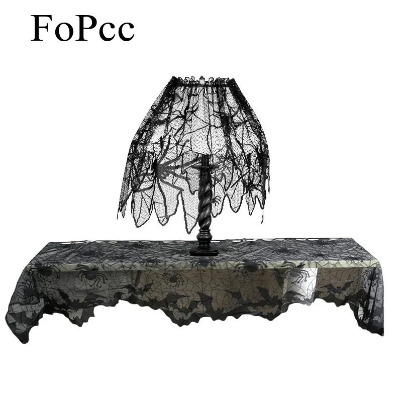 

1 Piece Halloween Decoration Black Lace Spiderweb Fireplace Mantle Scarf Cover Curtains Shades Festive Party Supplies 152cm*51cm