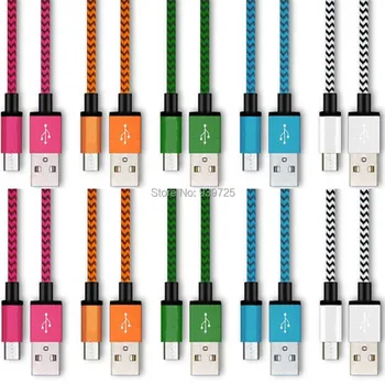 

200pcs/lot 1M 3FT Fabric Micro USB Data Sync Charging Cable accessory bundles for Samsung Galaxy S4 s6 s7 edge for htc lg