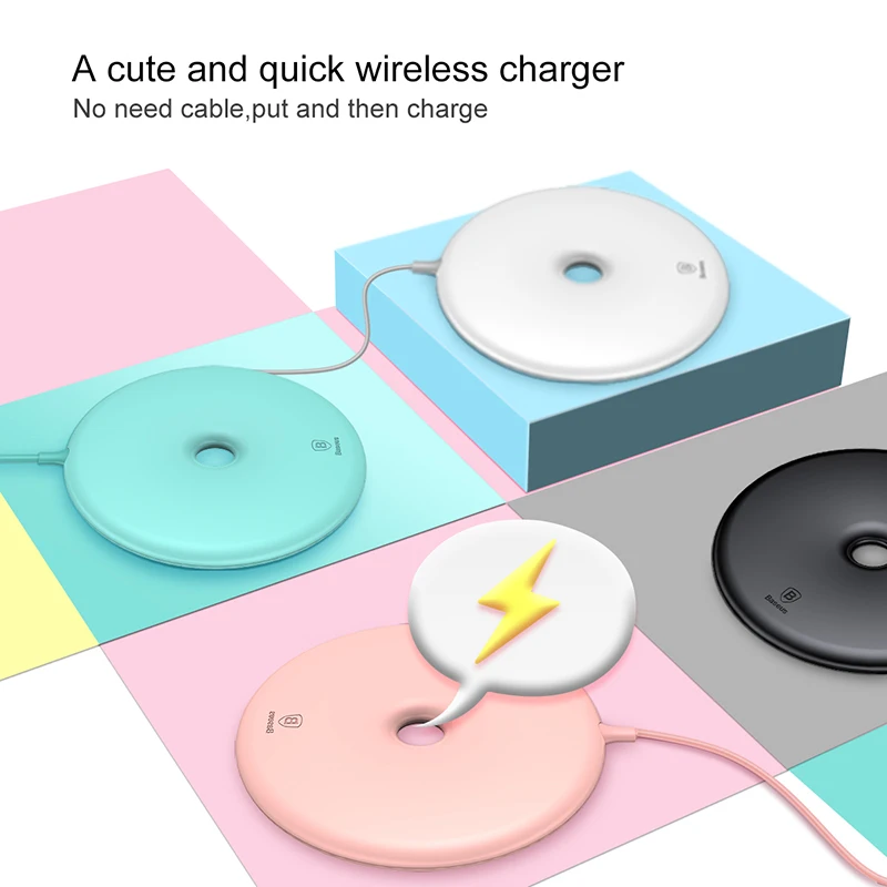 Baseus Quick Charging Wireless Charger For iPhone X 8 Charger Cute Donut Fast Charging Charger Pad For Samsung Note8 S8 S7 Edge