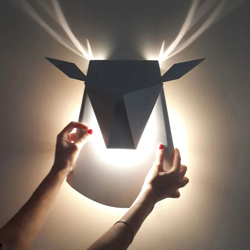 

Nordic Deer Head LED Wall Lamps loft decor home interior decoration luminaria led Living Room Bedroom Hallway kids wall light