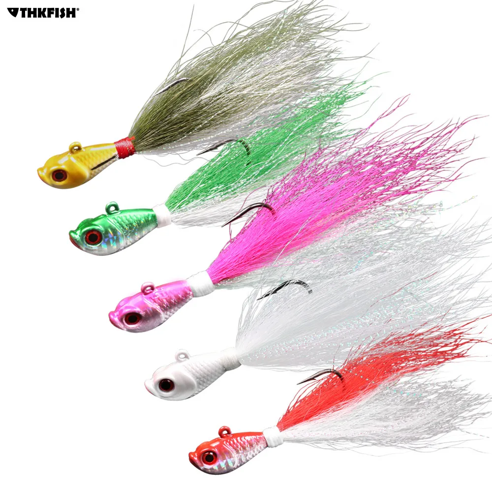 5pcs/lot Mixed Color Bucktail jigs 0.25oz 1oz 2oz Saltwater Fishing