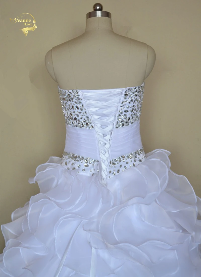 Настоящая фотография, низкая цена, лучшее качество, ТРАПЕЦИЕВИДНОЕ свадебное платье без бретелек,, с оборками, Vestidos De Noiva, кристаллы, Casamento UY1379