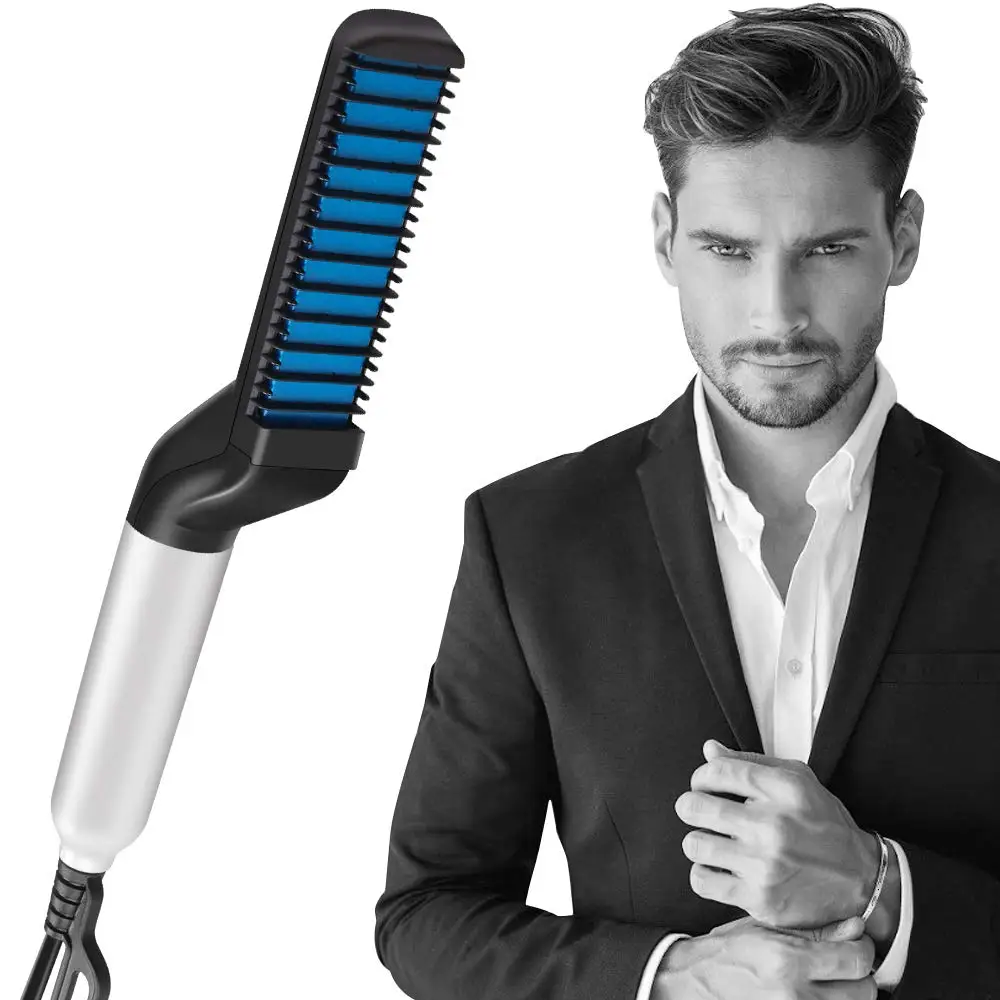 Günstige Bart Richt Kamm Haar Volumize Glätten Seite und Haarglätter Pinsel Haar Curler Zeigen Kappe Schnell Haar Styler für Männer