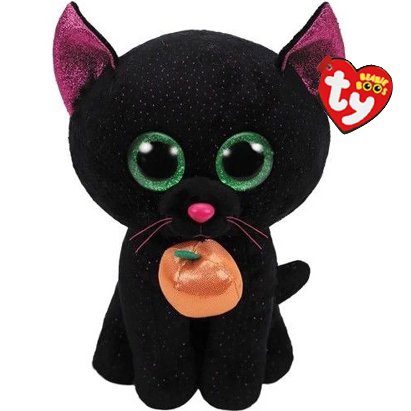

Ty Boos Animal Plush Doll Black Cat with Pumpkin Toys 6" 15cm With Tag
