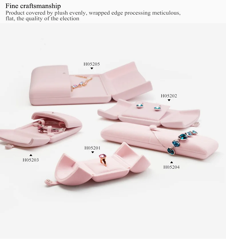 Oirlv Pink Velvet Jewelry Box Necklace Ring Bangle Buckle Box Display Storage Wedding Bride for Trad Showcase (16)
