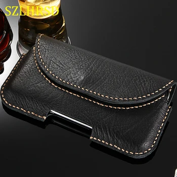 

SZLHRSD For HomTom S8 S7 S9 Plus HT10 HT16 Handmade Case Genuine Leather Holster Belt Clip Pouch Funda Phone Cover Waist Bag