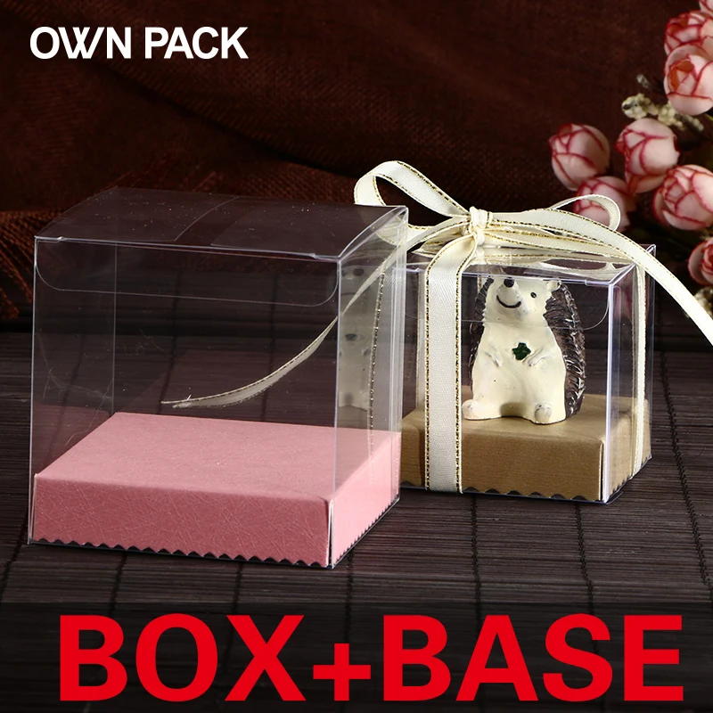 

Hot Sale 10pcs/lot clear box with pedestal /festive party supplies wedding candy box cube pvc box gift packaging