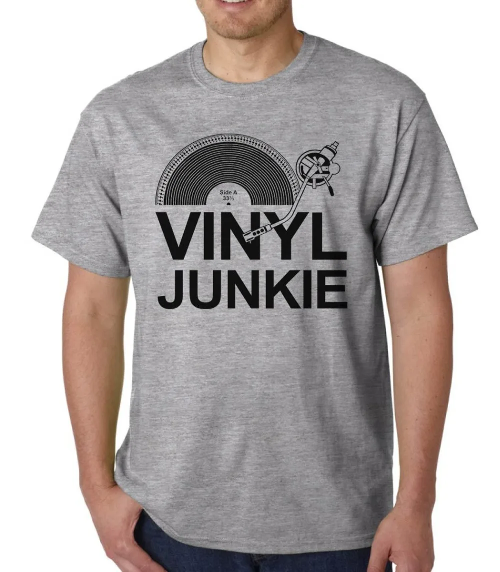 Виниловая футболка Junkie Музыка Lp пластинки Dj проигрыватель ящиков экскаватор Geek