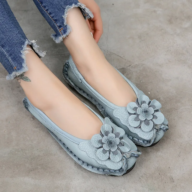 Women Flats with Flowers Ladies Loafers Slip On