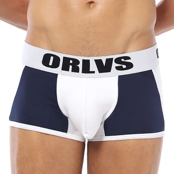 

ORLVS Brand Men Undewear Sexy Men Boxer Patchwork Sexy Cotton New Boxers Men Shorts Gay Trunks freeshipping
