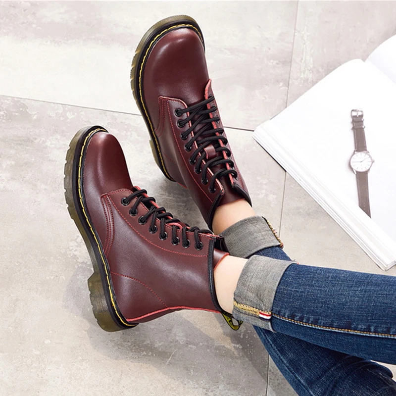 

Dropshipping GTIME Split Leather Women Boots Dr Martin Boots Shoes High Top Motorcycle Shoes Woman Snow Boot VIP Link SXJJ102