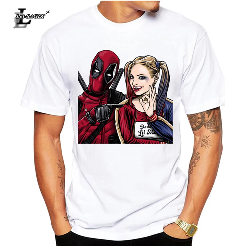 

Lei-SAGLY 2018 Newest Men's American Comic Badass Deadpool T Shirt Fashion Merc with Quinn Printed T-Shirts Punk Street Tops Tee