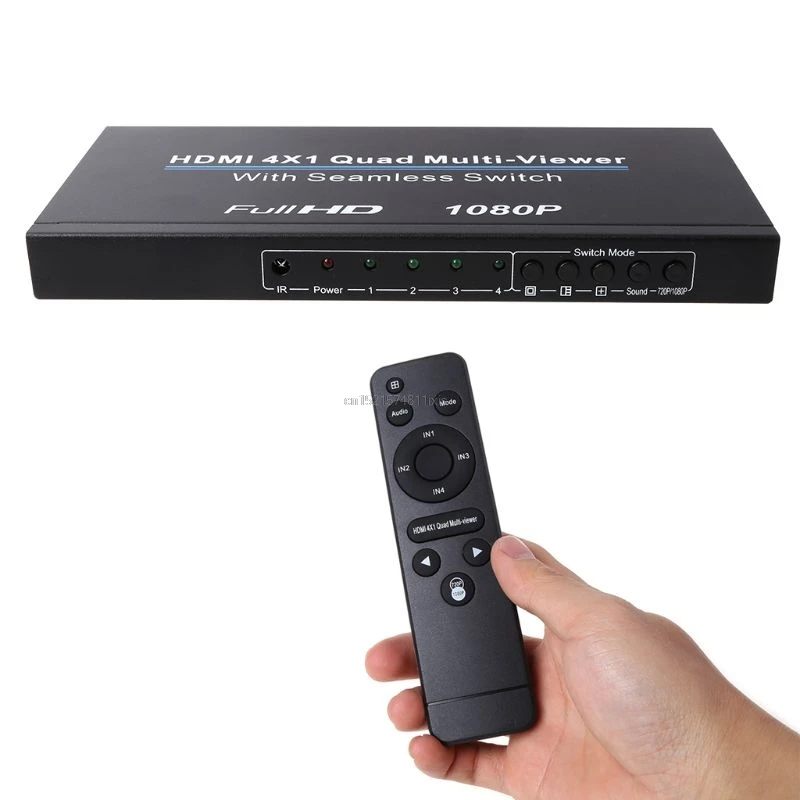 

New HDMI 4x1 Quad Multi-viewer Full 1080p Switcher Seamless Multiviewer Switch IR Screen Splitter Converter