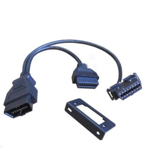 US $329.00 50cm 16 pin OBD OBDII OBD2 Splitter Y Cable J1962 Male to Dual Female J1962 Snapin Universal Bracket For many Car DHL