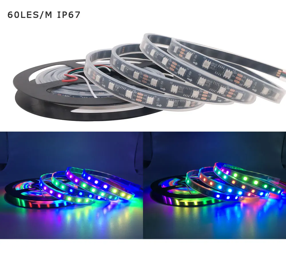 DC12V WS2811 5050SMD цветных(RGB) светодиодных лент адресуемых IC 30/48/60 светодиодов/m Led Пиксели внешний 1 Ic Управление 3 светодиода 5 м/рулон 16,5