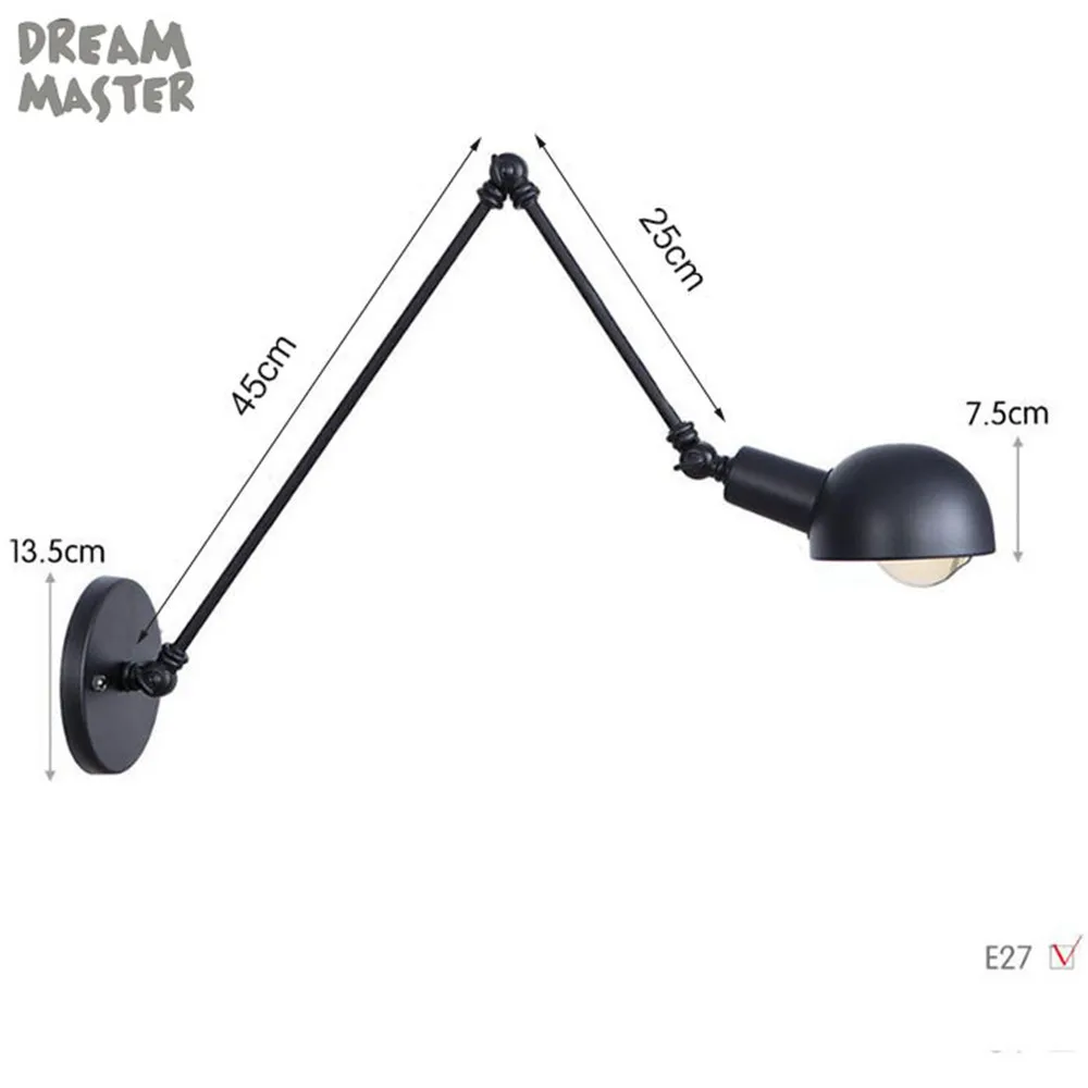 swimming pool lights underwater Loft Industrial adjustable long swing arm Wall lamp Fixture Vintage Edison bulb wandlamp lamparas de pared lights lampen sconce submersible lights Underwater Lights