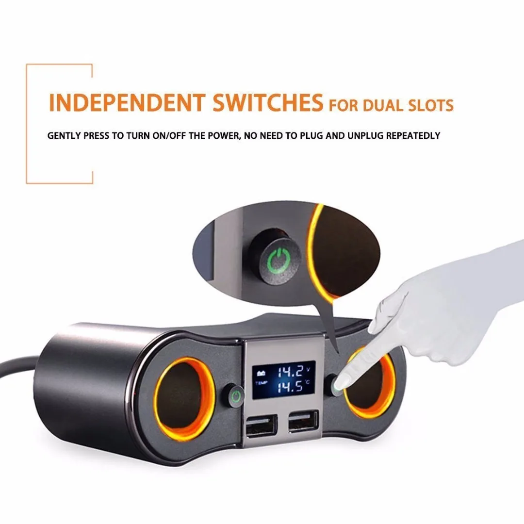 Newest 12V-24V Dual USB Charger Car Cigarette Lighter Socket Splitter Power Adapter
