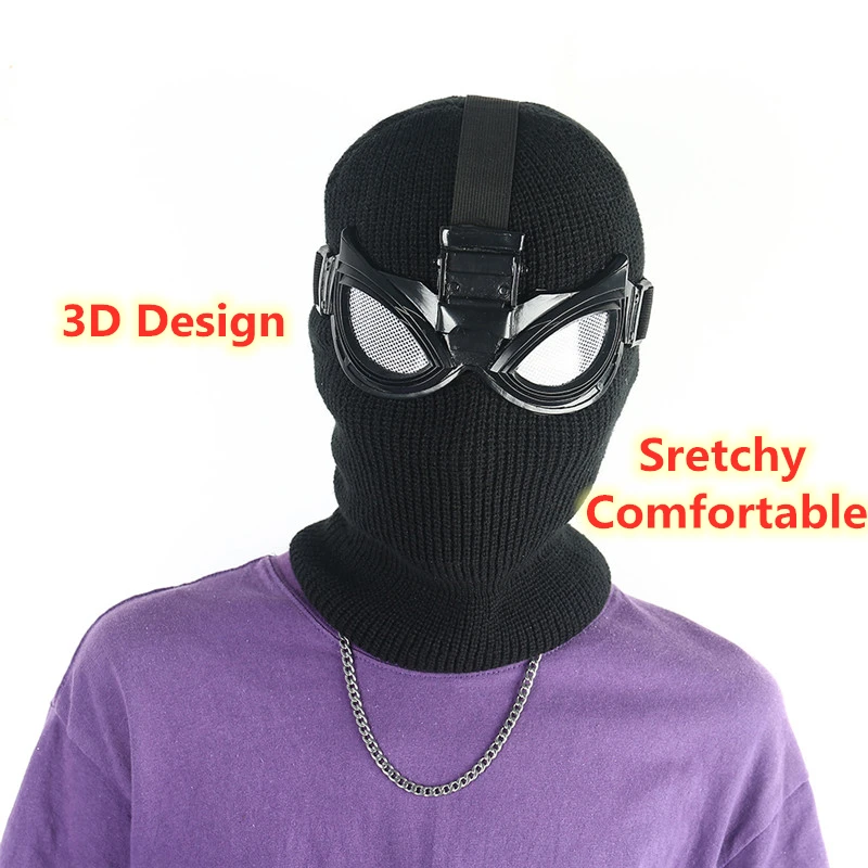 

2019 Black Spider-Man Mask Far From Home Stealth Suit Cosplay Accessory Prop Spiderman with Goggles Glasses Halloween Comics