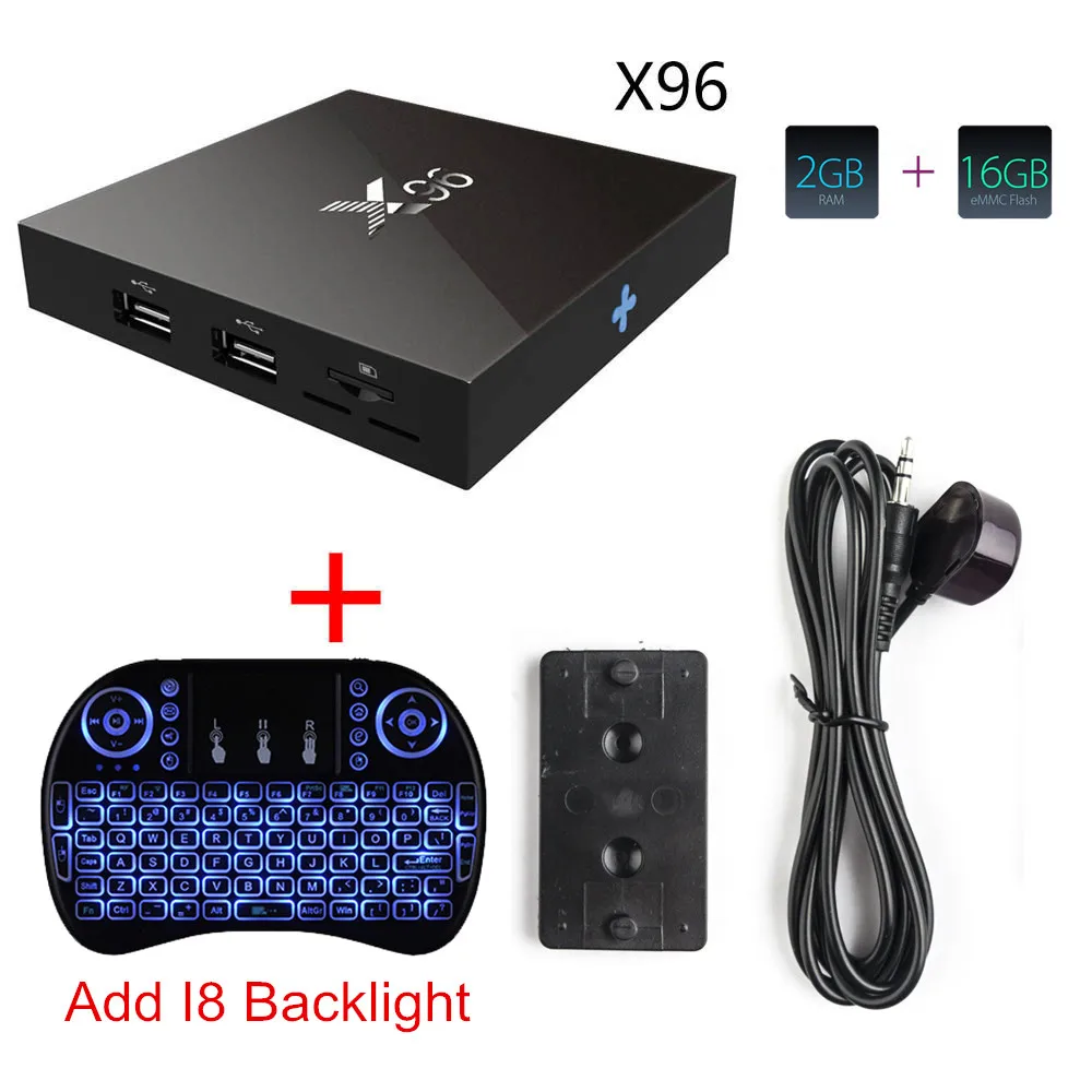 ТВ-приставка X96 X96W Amlogic S905W 8 ГБ/16 ГБ Android 7,1 четырехъядерный KDplayer 17,4 ТВ-приставка 4K H.265 Smart Box tv - Цвет: 2G IR I8 Backlight