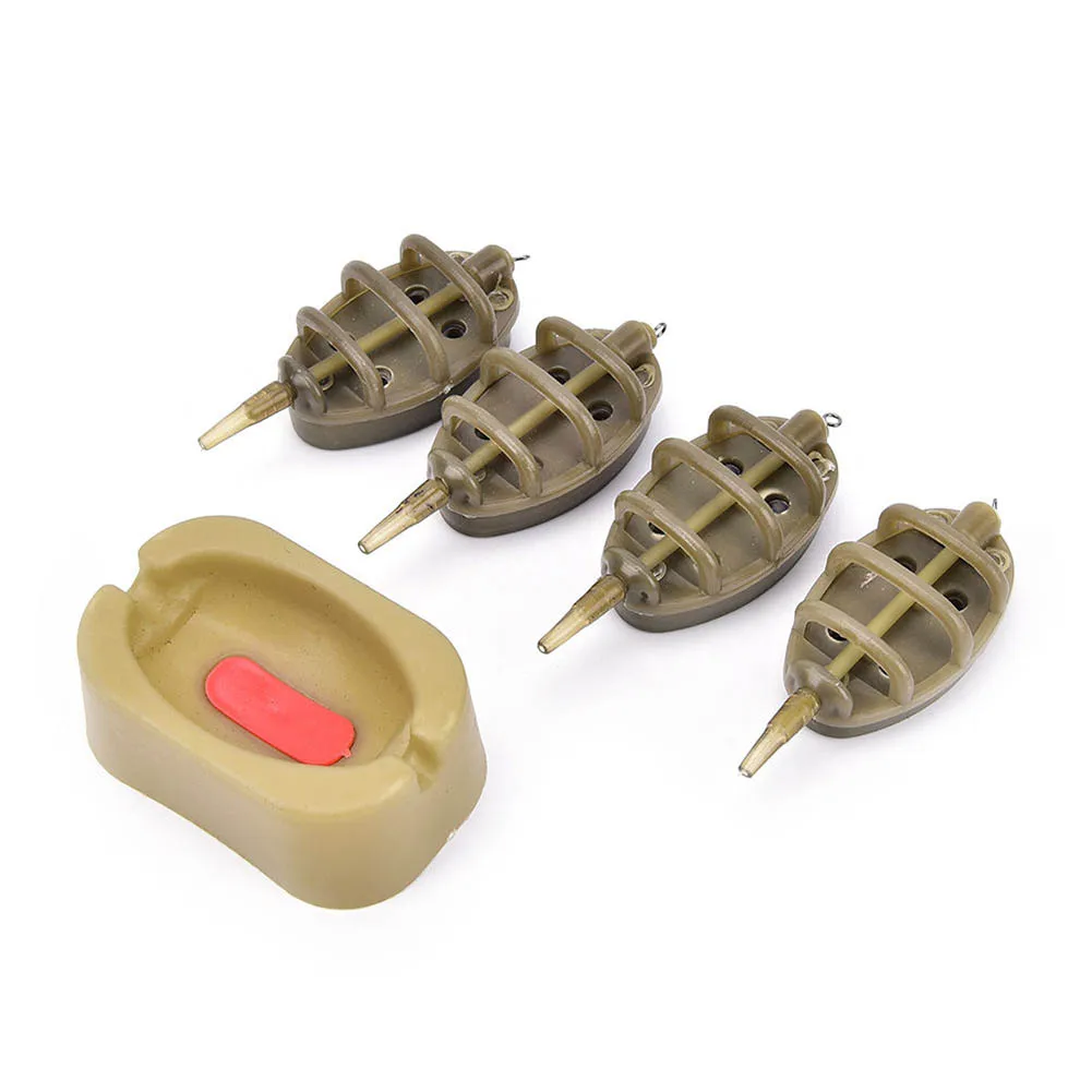 

Fishing Inline Method Carp Fishing Feeder Lead Set 4 Feeders Mould Kit Plastic Baiting Tools Accessories Mold Set Fishing Tool