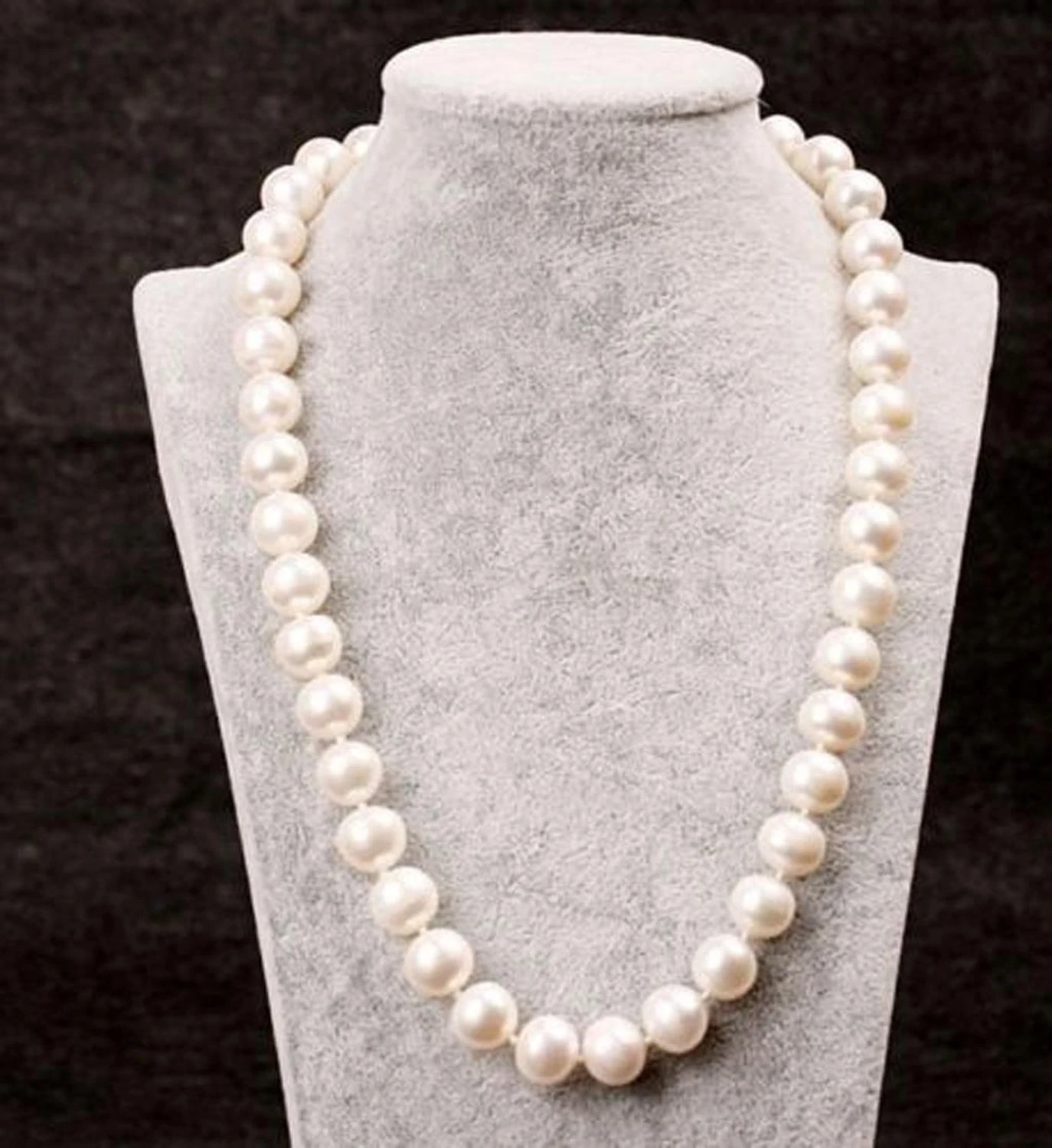 Authentique 24" 10 Mm Naturel Ronde Perle Blanche Collier! Authentique 24" 10 Mm Naturel Ronde Perle Blanche Collier!