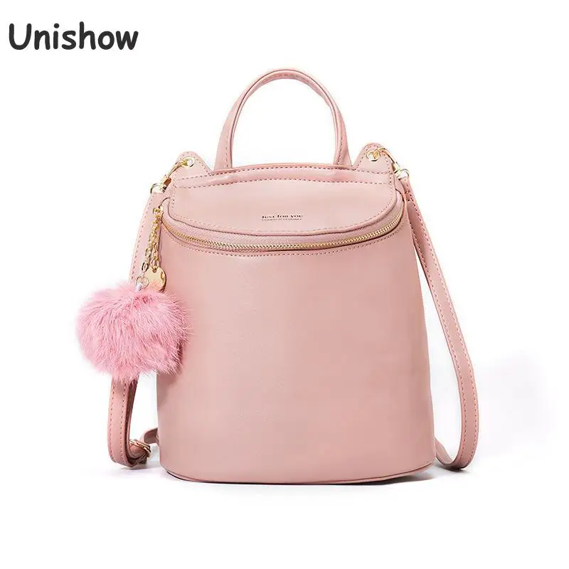 

Unishow 2019 Women Backpack Small Pu Leather Mini Backpack Brand Designer Fur Tassel Women Shoulder Bags Girl School Back Pack