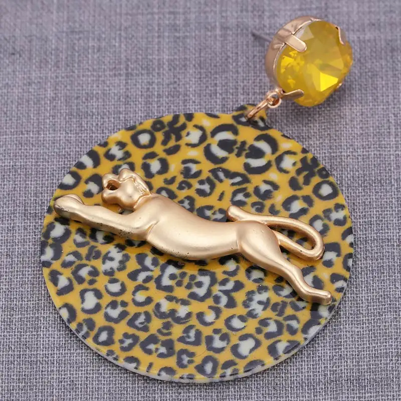 Sehuoran leopard Boho Oorbellen Resin Drop Earrings For Women Round Pendientes Earrings Fashion Jewelry wholesale  (11)
