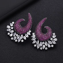 Jankelly Роскошные C серьги-гвоздики геометрической формы для женщин Свадебные кубический цирконий CZ Дубай Свадебные серьги букле d'oreille femme