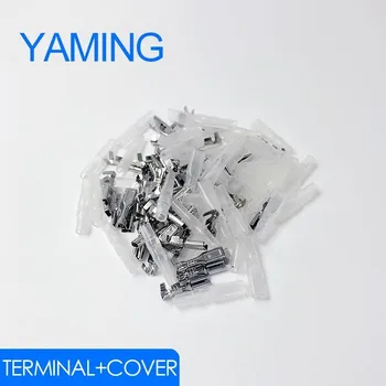 

100PCS/50SET 2.8mm 4.8mm 6.3mm Terminal + Cover Male Female Copper Connector auto car Spade terminals with Insulating Sleeves