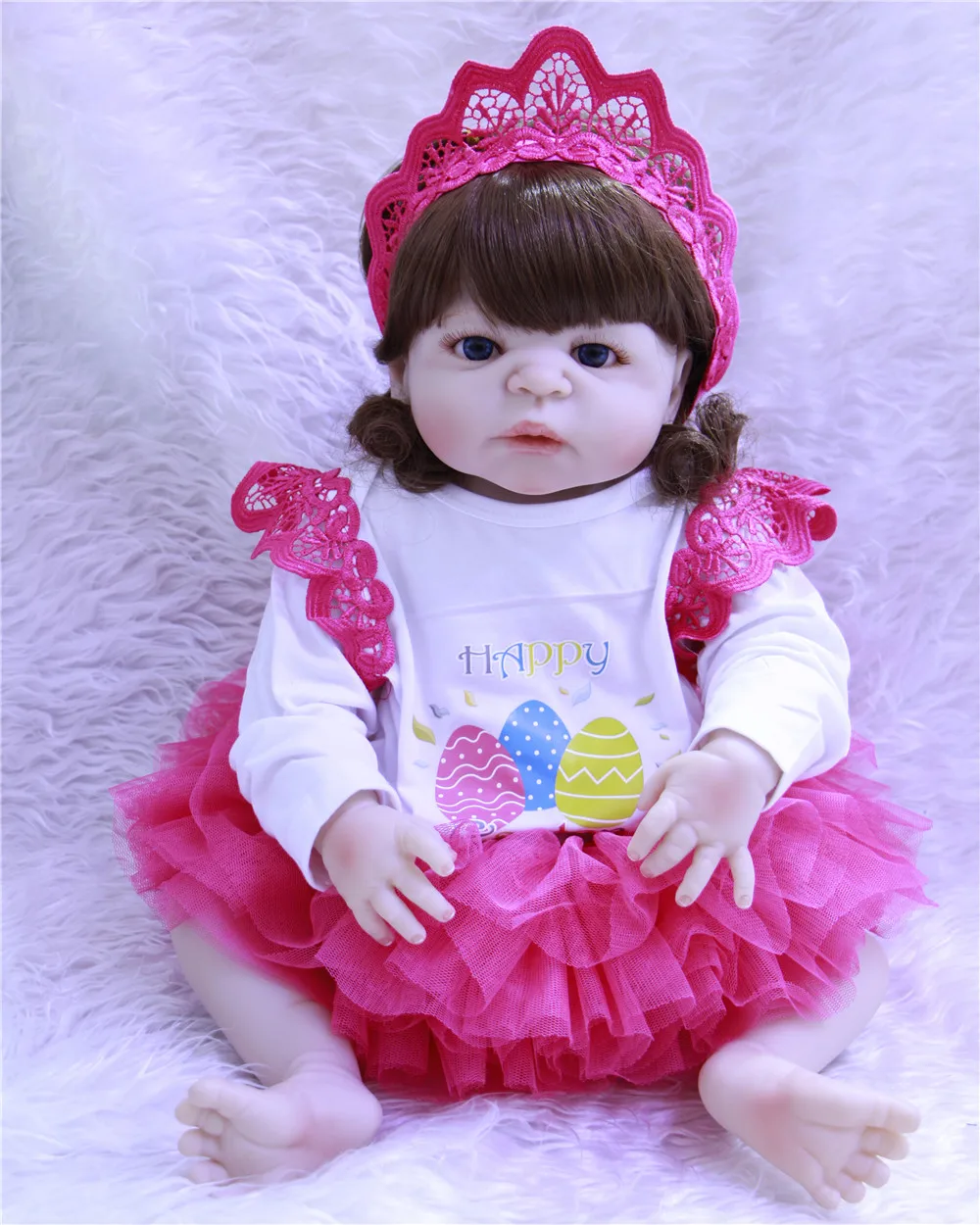 23 дюймов 57 см полная силикона Reborn Baby новорожденного куклы силиконовые reborn малыша