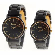 2017 new simple fashion men ladies watch black sandalwood wooden leather Japan movement quartz watch