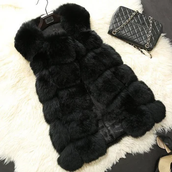 

S-XXL Coats Women Winter New Fashion Faux Fur Coat Elegant Thick Warm Sleeveless Vest Outerwear Fake Fur Jacket Chaquetas Mujer