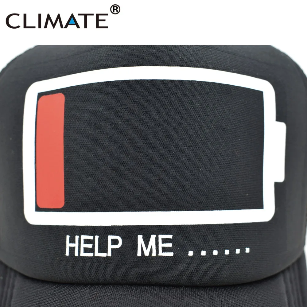 CLIMATE для мужчин и женщин бейсболка забавная HELP ME Energy низкие крутые черные кепки